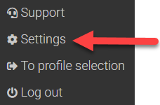 Settings menu item