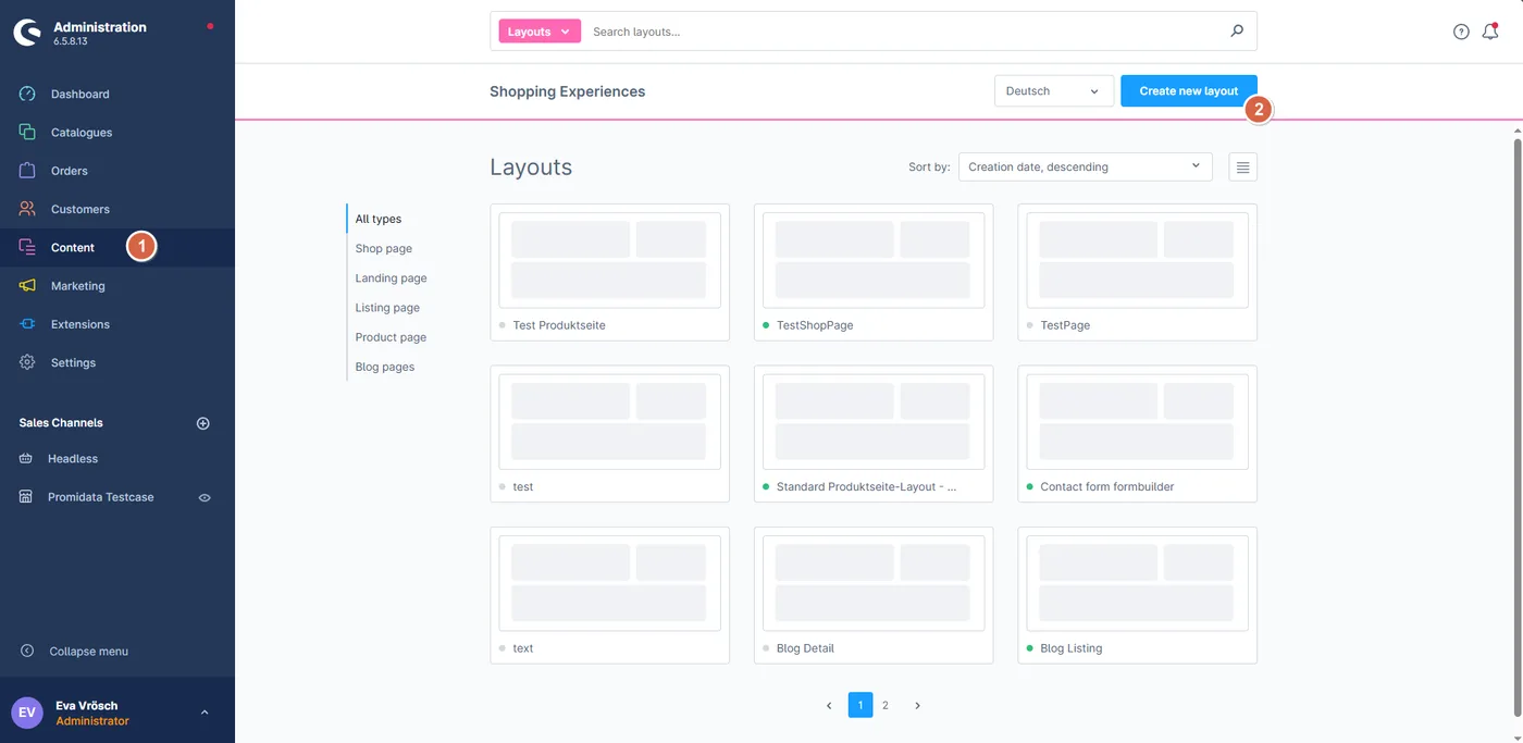 Shopping Experiences layout